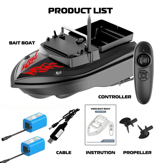Bateau d'Appât de Pêche Haute Vitesse, Distance 500m, Étanche et Équipé de Veilleuses - Pawnstar