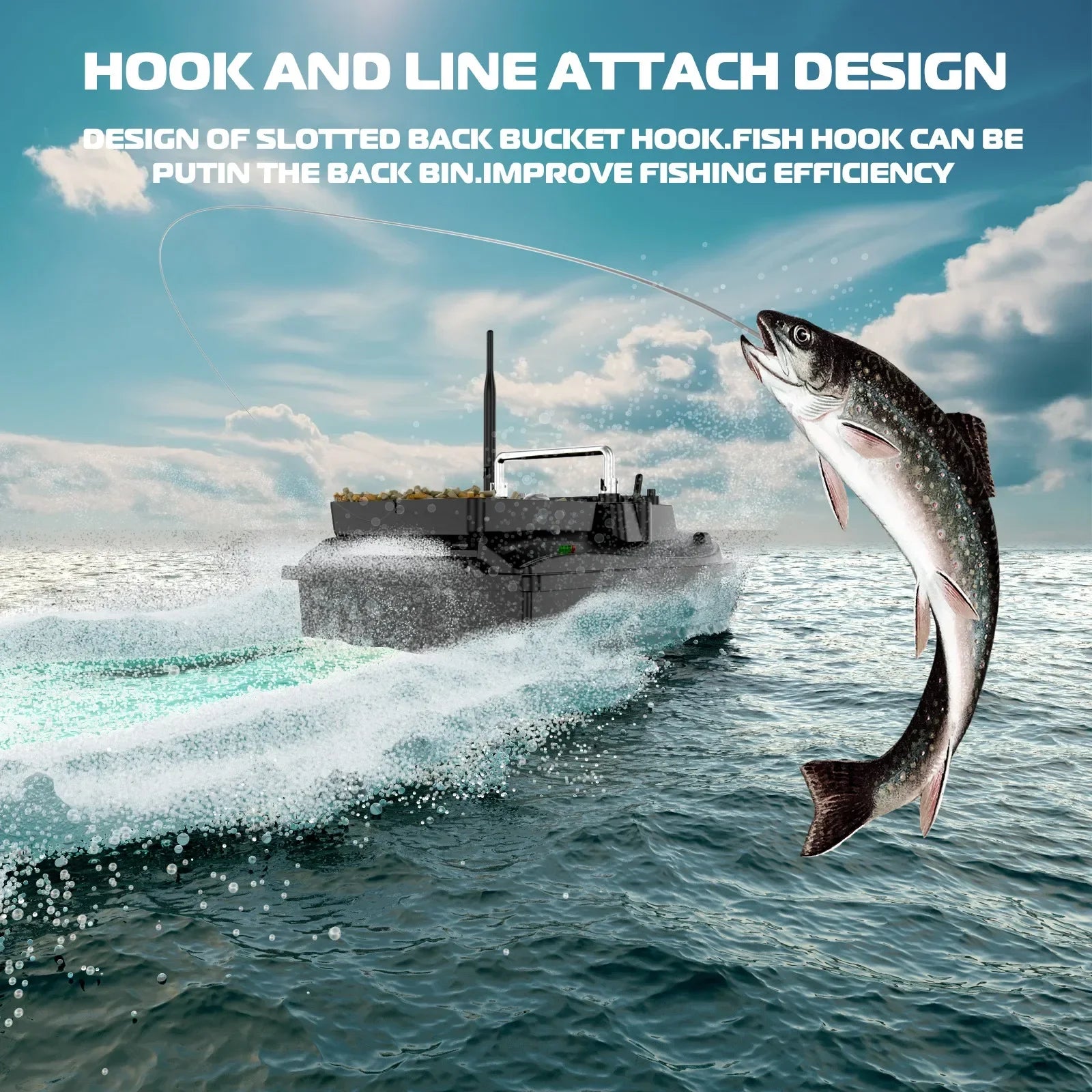 Bateau d'Appât de Pêche Haute Vitesse, Distance 500m, Étanche et Équipé de Veilleuses - Pawnstar